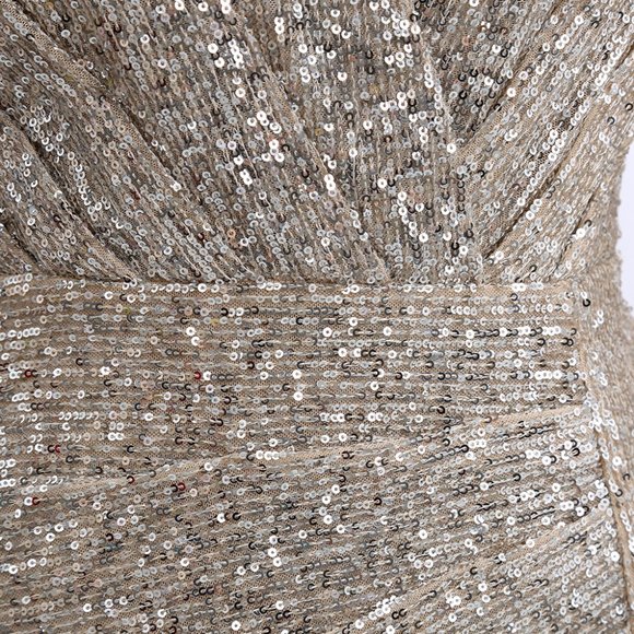 Sequin Long Sleeves V Nevk Cocktail Short Dress Cocktail Wedding New Year Party - Picture 3 of 7